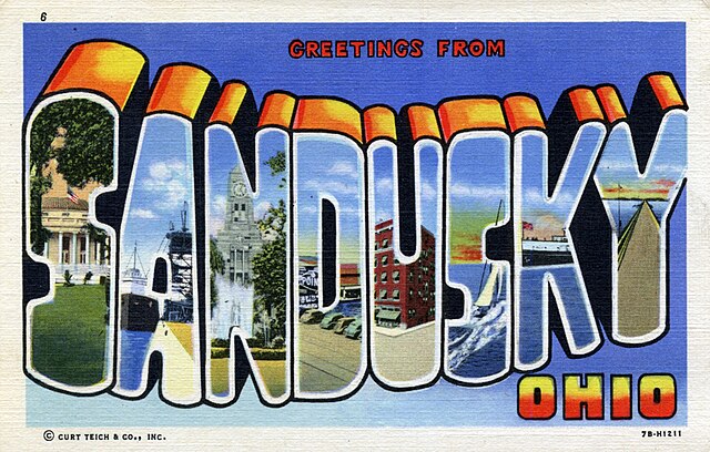Greetings from Sandusky Ohio Large Letter Postcard 8571752376