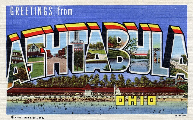 Greetings from Ashtabula Ohio Large Letter Postcard 8571752608