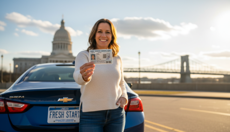 Person celebrating license reinstatement